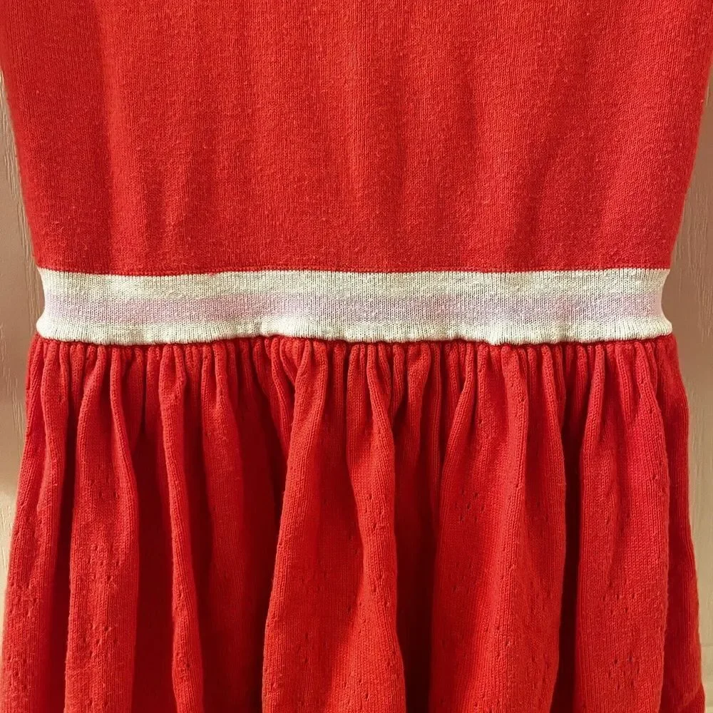 Mini Boden Long Sleeve Sweater Dress Striped Ruffle Neck Cuffs Girls Size 7-8